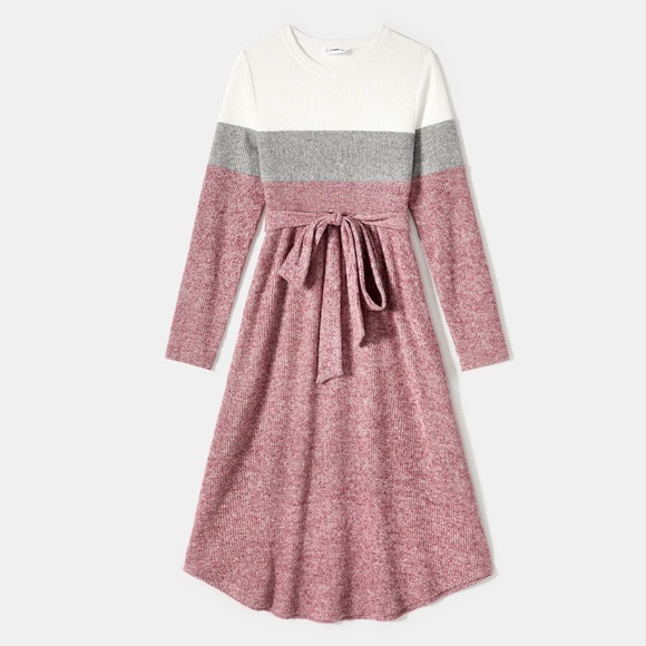 NWT Long Sleeve Colorblock Ribbed Knit Dress - Picture 2 of 7